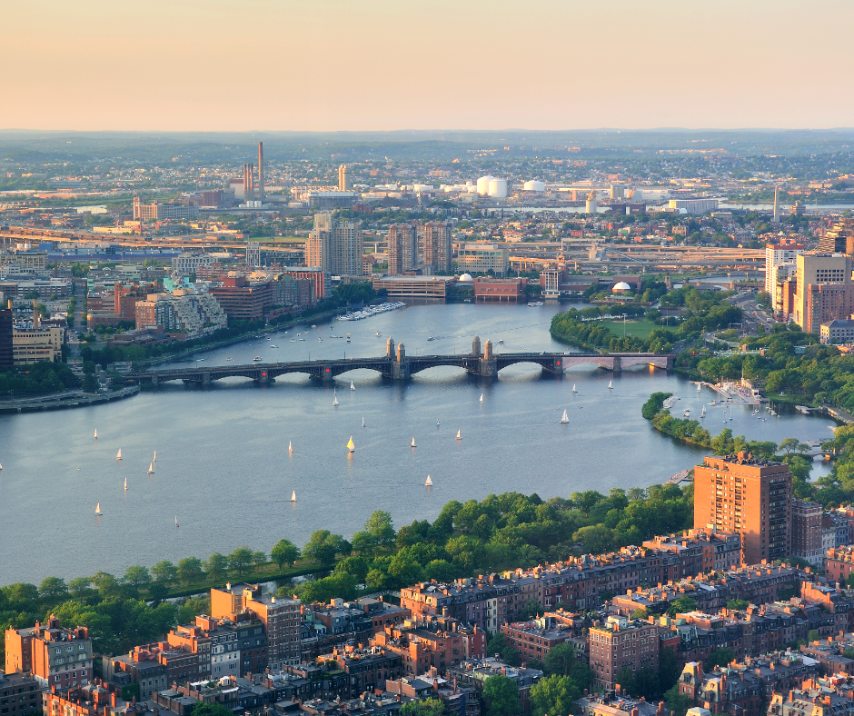 Boston skyline with bridge in the middle