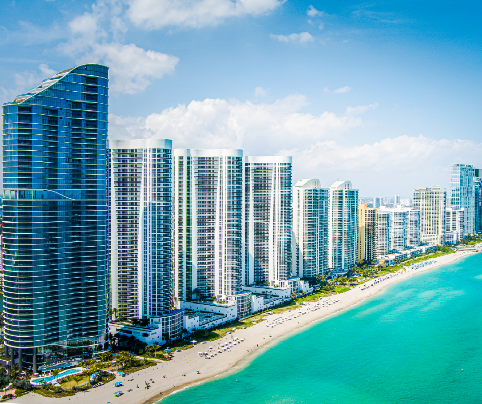 tall Miami hotels along the coastline