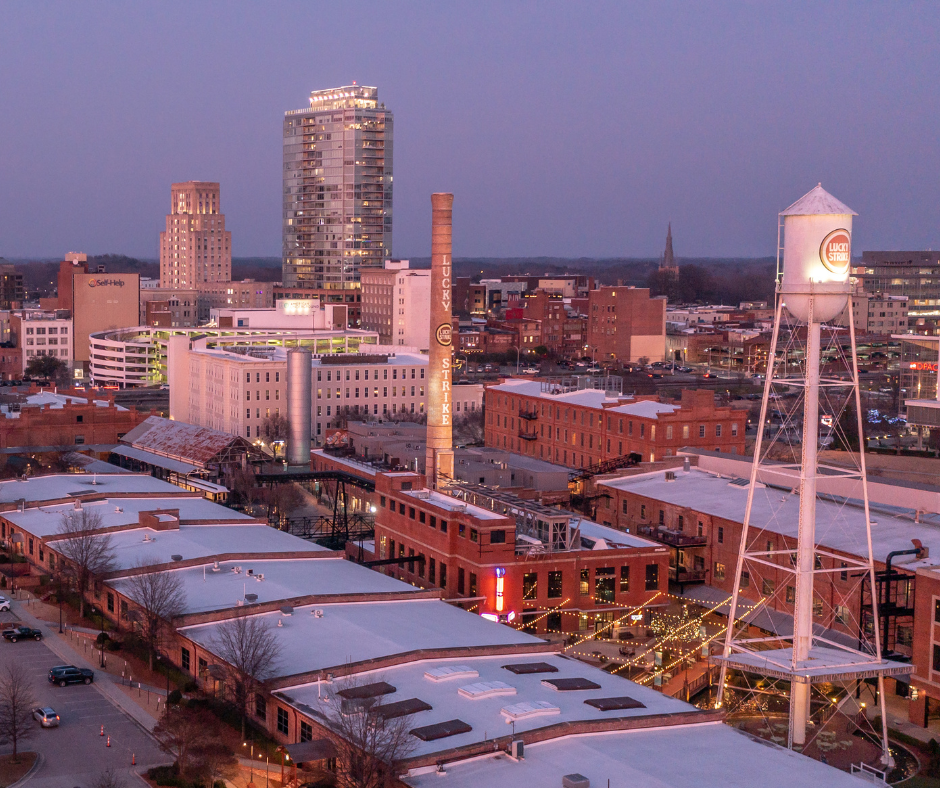 Durham skyline American tobacco campus