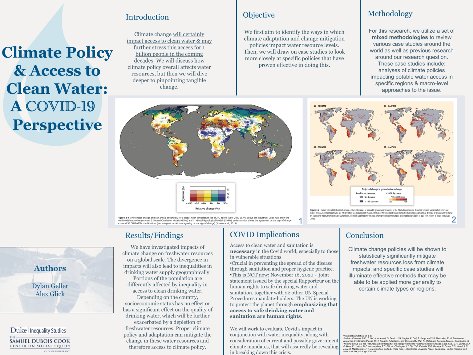 poster titled "Climate policy & access to clean water: A COVID-19 perspective"