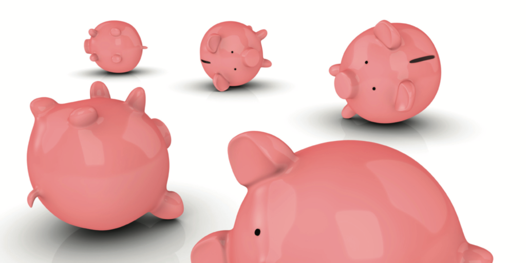 cartoon piggy banks lying on their sides