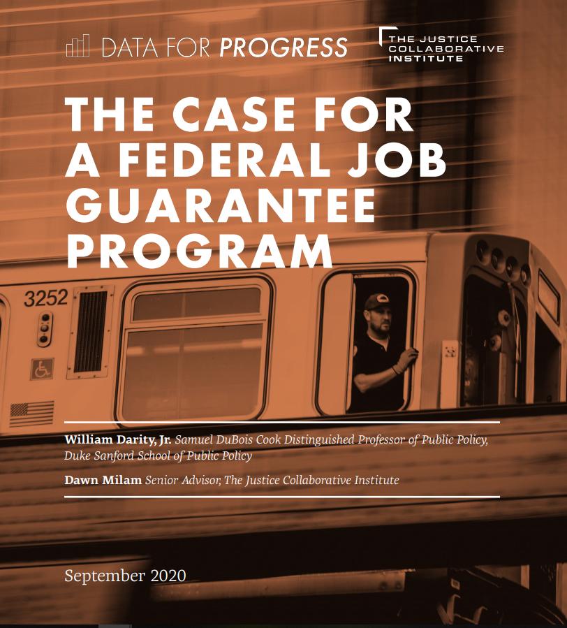 report cover with the title "the case for a federal job guarantee program"