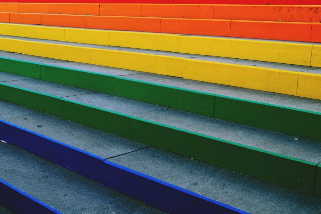 steps painted the color of the rainbow